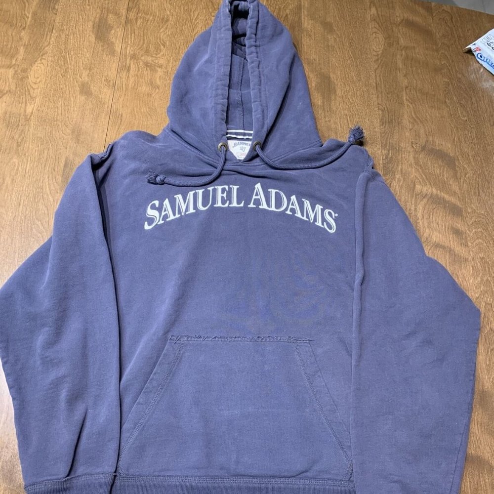 Banner 47 Mens Blue Samuel Adams Beer Hoodie ￼100% cotton size Large
